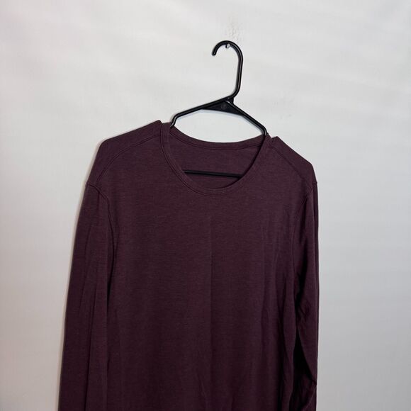 Lululemon Shirt Mens Medium Maroon Long Sleeve Crewneck Stretch 5 Year Basic Gym - Picture 2 of 6